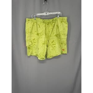 Tommy Bahama Swim Trunks Mens 2XL Green Tropical Floral Cargo Lined Quick Dry